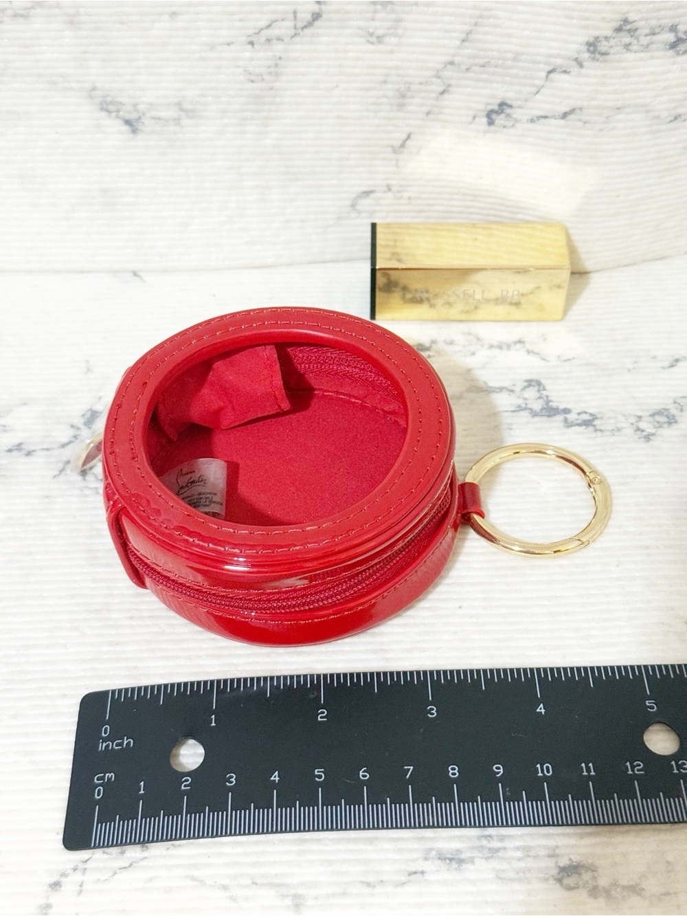 Christian Louboutin Red Patent Round Keyring Charm - Picture 6 of 7